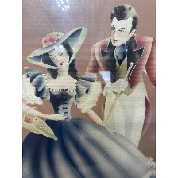 Vintage Victorian by Turner 1940s Framed Wall Art Lady and Gentleman Signed 19”x - Picture 3 of 5
